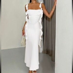 🔥🔥Women’s Summer Spaghetti Strap Open Back White Dress